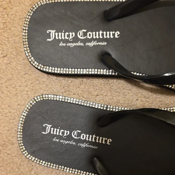 Juicy Couture Black Sandals with Rhinestone Bow - Picture 2 of 8